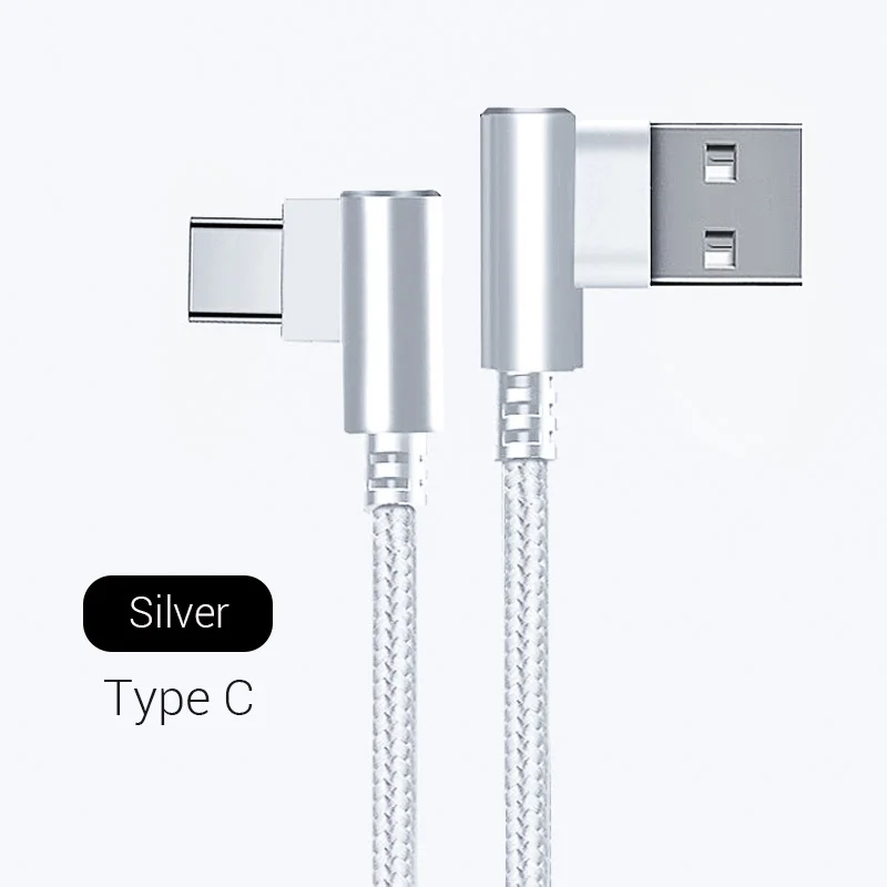 1 м usb type-C кабель для быстрой зарядки для samsung Galaxy S9 S8 Plus Xiaomi Mi8 Mi6, кабель USB C для iphone ipad - Цвет: Silver-Type C