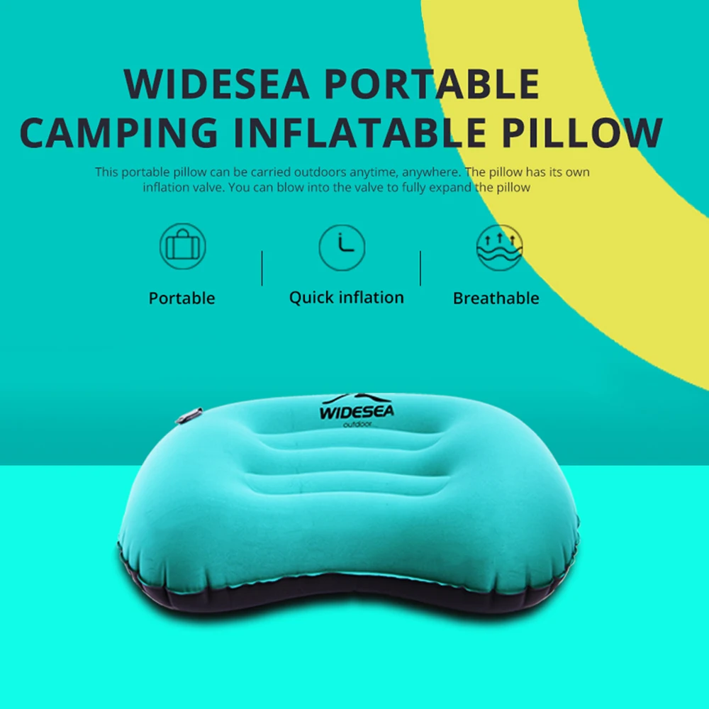 Widesea Portable Inflatable Pillow Camping Equipment  Compressible Folding Air Cushion Outdoor Protective Tourism Sleeping Gear