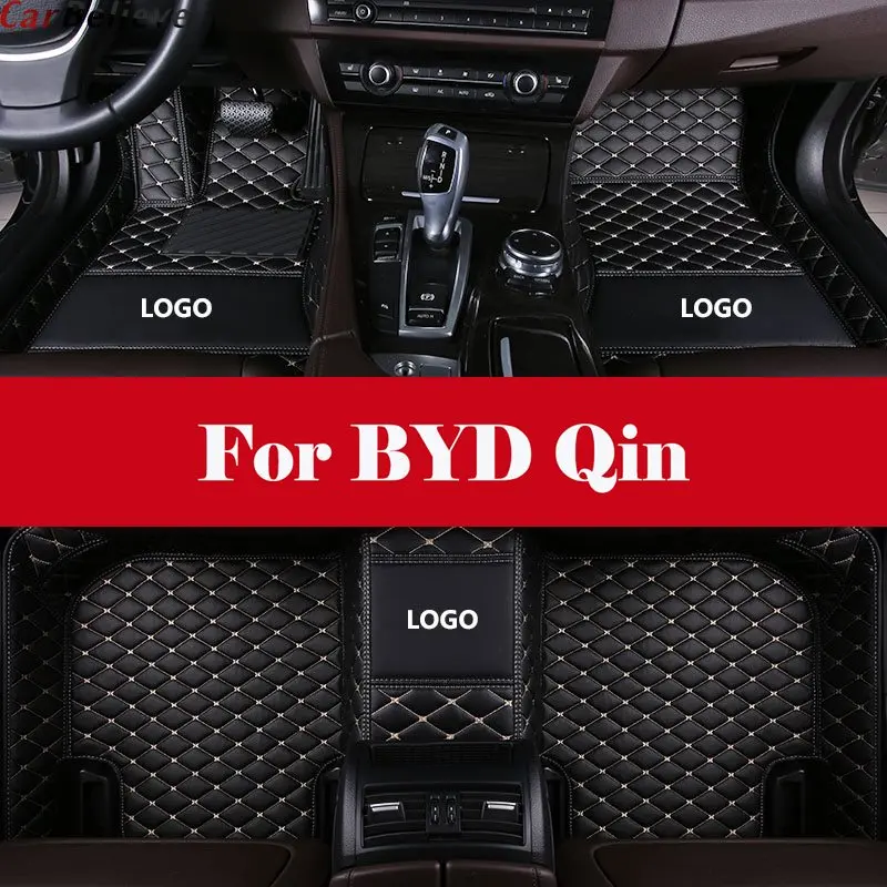

Car Floor Mats Waterproof Leather Floor Mat +LOGO Car-styling Interior Car Carpet Floor Mat For BYD Qin