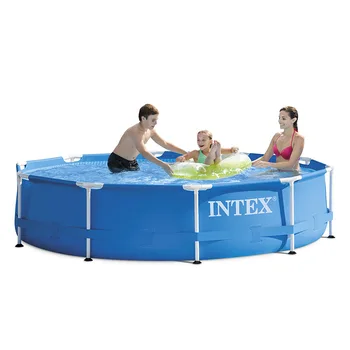 

305*76 Cm Round Frame Above Ground Swimming Pool Set Pond Family Swimming Pool Filter Pump Metal Frame Structure Pool