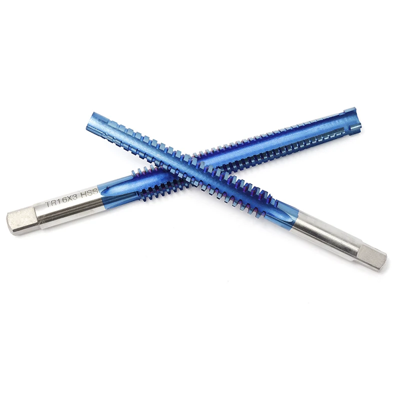 1pc Right Hand TR8-TR16 Trapezoidal Thread Tap For Metal Drilling HSS Screw Tap Drill Bits Nano Blue Coated Metric Machine Tap