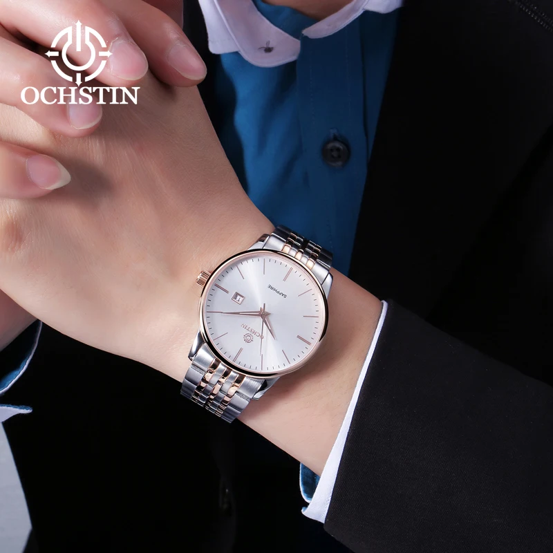 OCHSTIN Fashion Casual Men Wristwatch Stainless Steel Quartz Wrist Watches for Men Round Watches 2022 Brand Luxury Waterproof