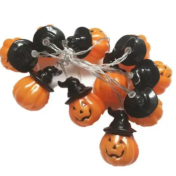 

10 Heads 1.5m LED Light String Witch Hat Pumpkin Lights Battery Halloween Decoration Home Room Hanging Decor Lanterns