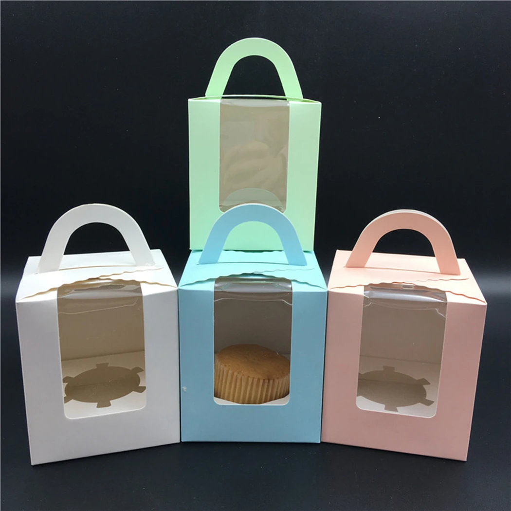 New Mini Biscuit Candy Box Single Muffin Box Portable Pink Window Cupcake Box Mousse Mud Pudding Bottle Packaging Cup Kids Gift - Image 4