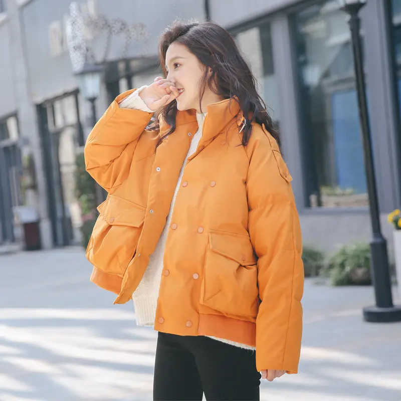 yellow Женская куртка BF, стильное плотное короткое зимнее пальто, женское манто Femme Hiver, зимняя куртка с хлопковой подкладкой, теплая верхняя одежда C5137 - Цвет: yellow