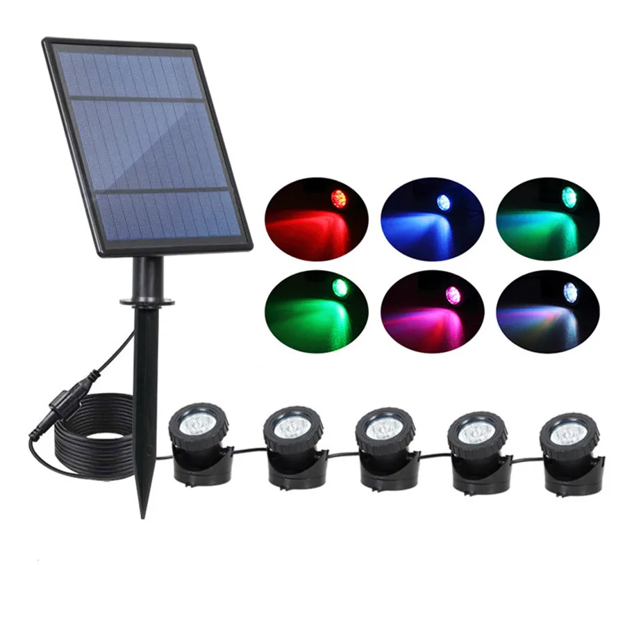 Thrisdar RGB сменный солнечный светильник для пруда наружный Солнечный Прожектор