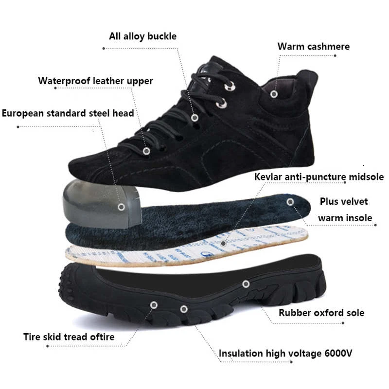 Новая Взрывная Мужская дышащая защитная обувь уличная конструкция плюс бархатная теплая водонепроницаемая Рабочая обувь мужские ботинки