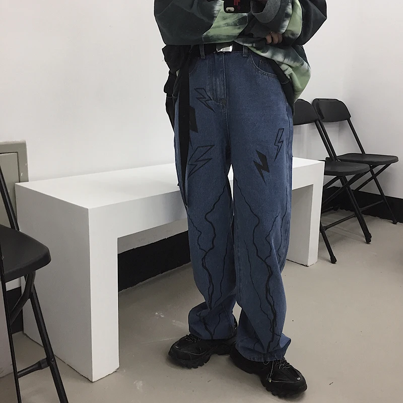 Neploe женские осенние Широкие джинсовые брюки на молнии повседневные Harajuku модные