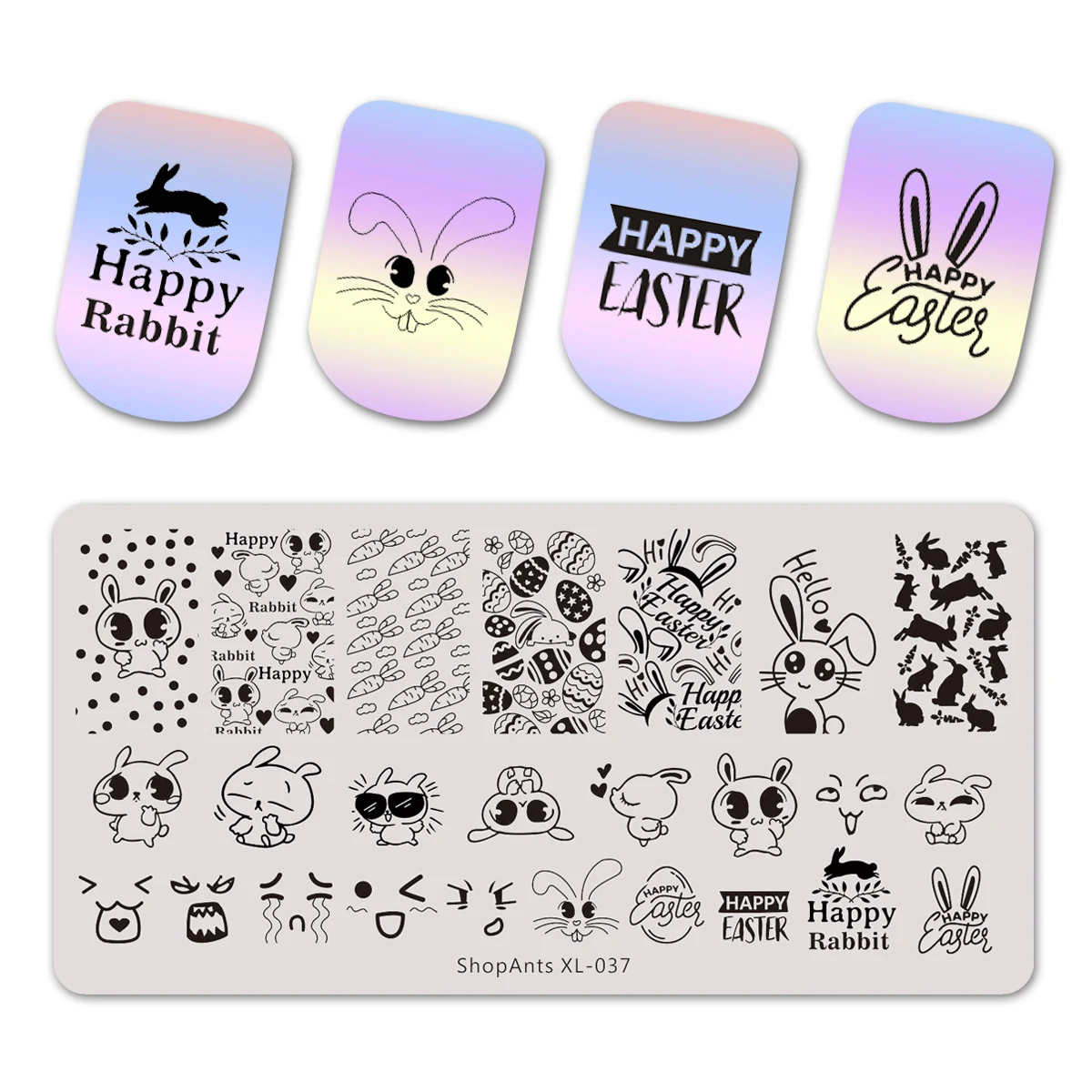Новые 6*12 см штампованные пластины для ногтей кролик пасхальное яйцо милое