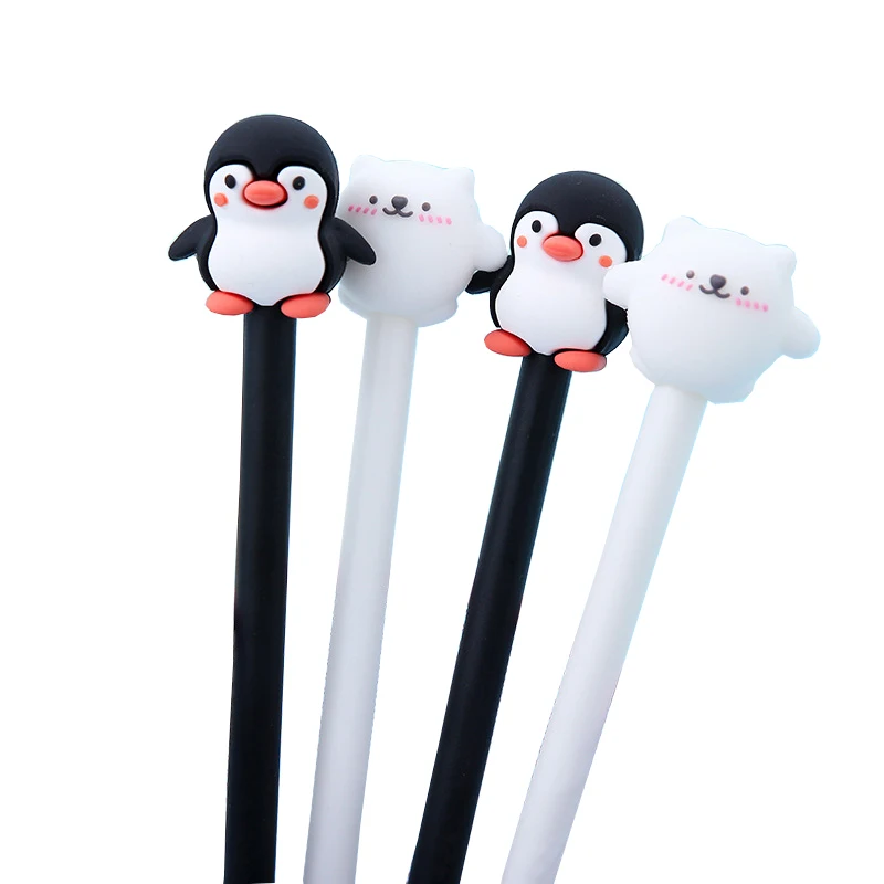 12Pcs Japanese Cute Penguin Pens Funny Polar Bear Pen Kawaii Girl Stationery Back to School Rollerball Ballpoint Black Blue Ink