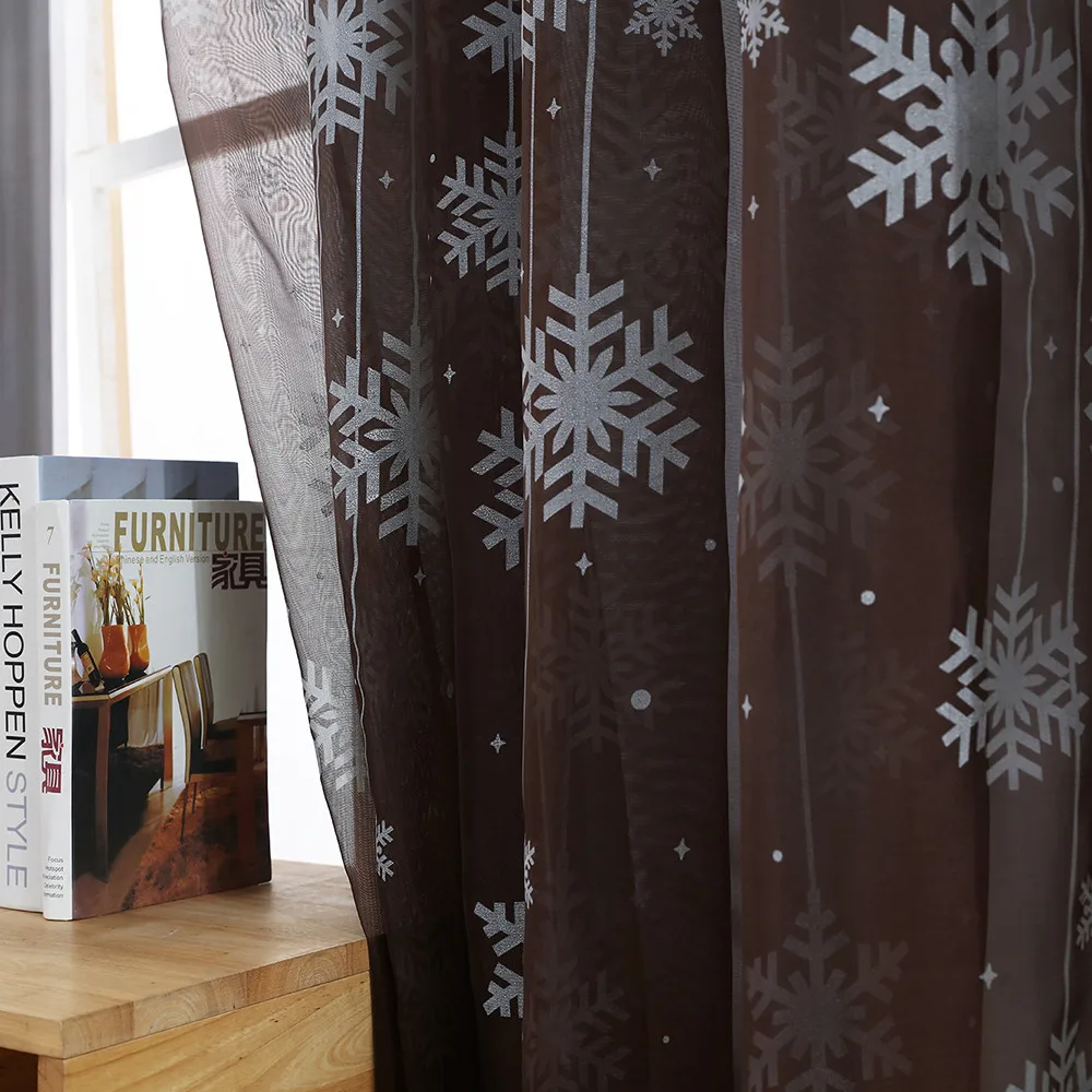 Шторы со снежинками, Тюлевое окно, рождественские украшения для домашнего лечения, тюль с драпировкой, подзор, год