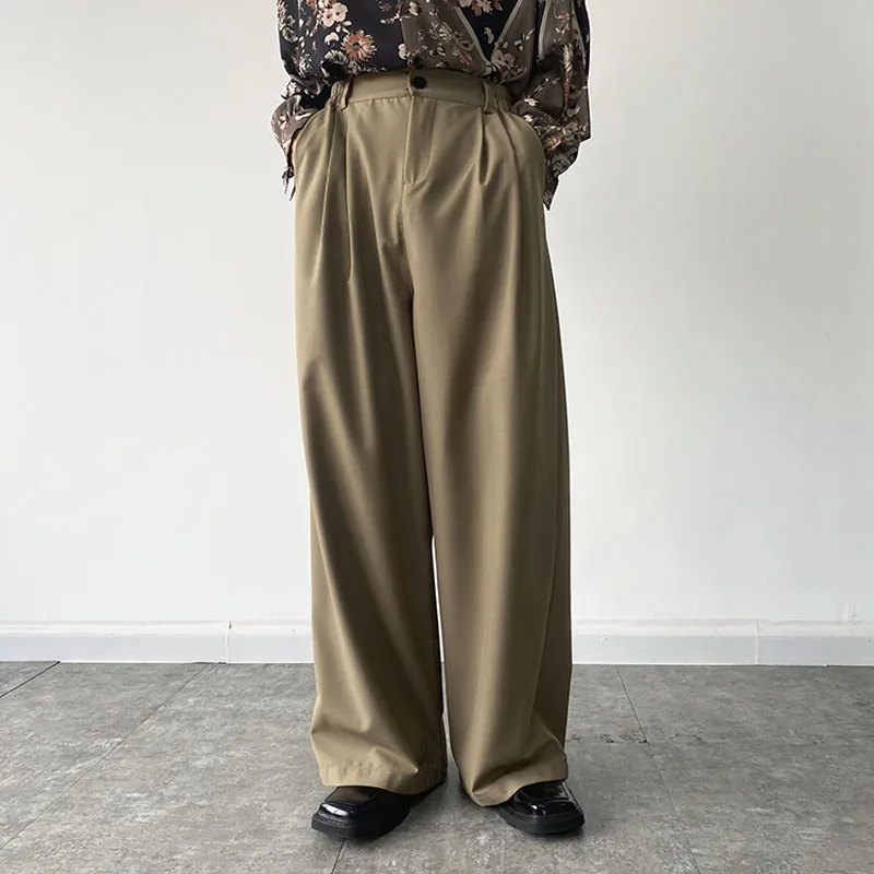 High Waist Straight Wide Leg Pants Men 