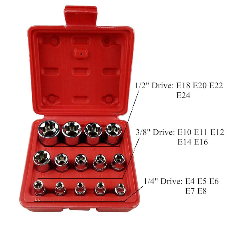 

14PCS NEW Motorcycle Automotive Tools E4-E24 Torx Torque Bits Tools Set Car Disassembly Tools l Kit Car Repair Removal Hand Tool
