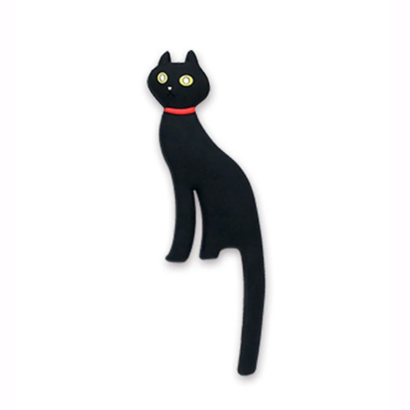 1Pcs Creative Fridge Magnet Hook Cute Cat Wall Mount Key Holder Cartoon Animal Artistic Refrigerator Magnetic Sticker Home Decor - Цвет: Black