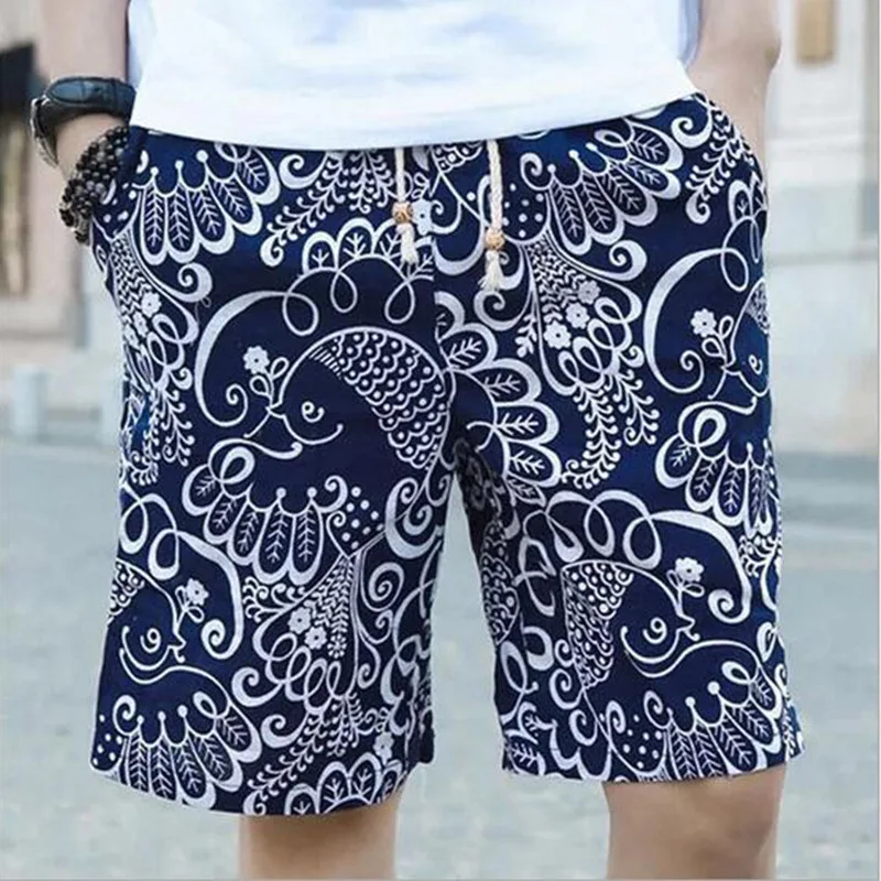 

2017 Summer Flax Beach Shorts Quick-Dry Casual Loose And Plus-sized MEN'S Fifth Pants Flax Fashion Shorts