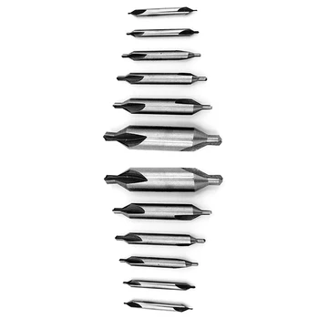 

12 PCS HSS Combined Center Drills Bit Set Countersinks 60 Degree Angle (12Pcs,5/3/2.5/2/1.5/1mm)