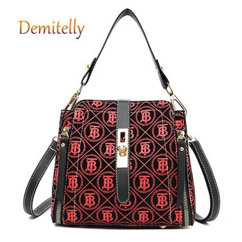 

New Letter Waterproof Shoulder Messenger Bag Texture Rotation Lock Design Portable Bucket Bag Anti-wear Foot Nail Ladies Wallet