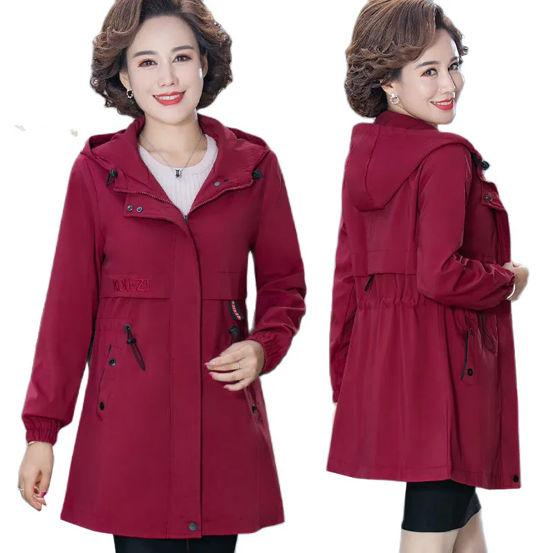 

Women Spring Autumn Windbreaker 2022 New Fashion Middle-Aged Elderly Coat Winter Jacket Overcoat Female Outwear R977