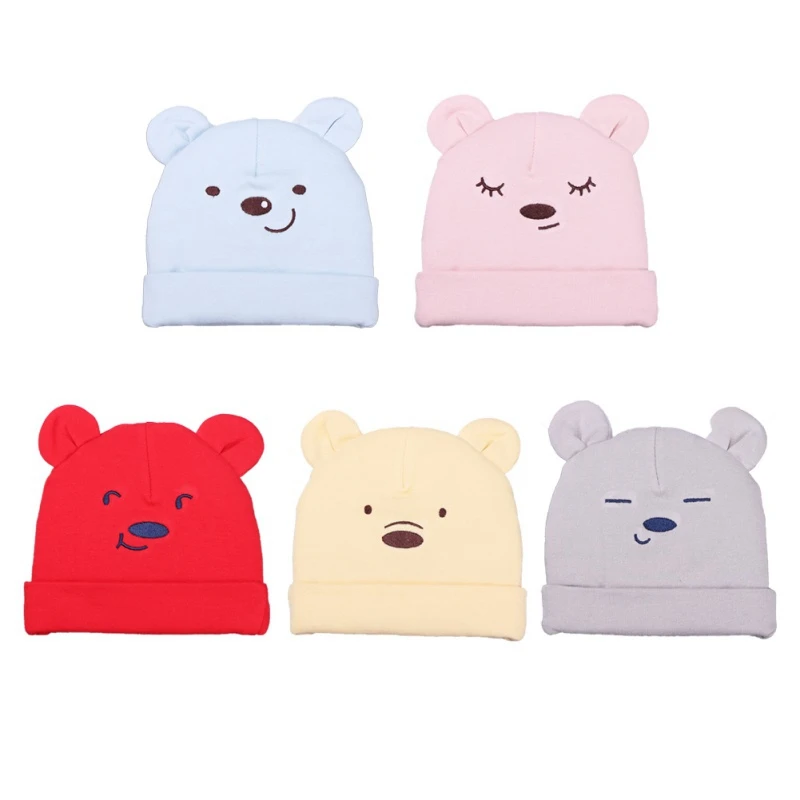 

2020 Toddler Baby Knit Hat Cotton Cartoon Bear Print Baby Caps For Boys Girls Autumn Winter Children's Hats Beanie