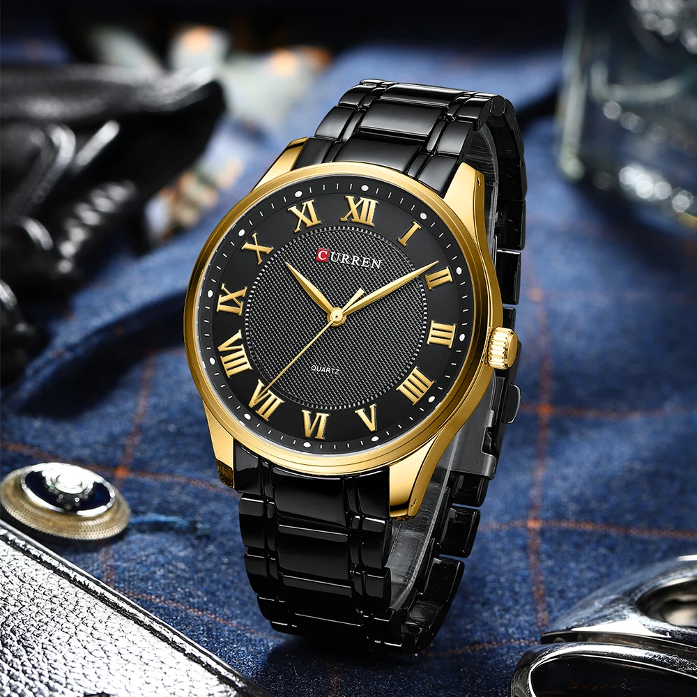CURREN Orologi da uomo di marca di lusso con numeri di Roma Orologio da polso da uomo d'affari al quarzo con cinturino in acciaio inossidabile  1511