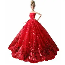 Tenues de poupée Barbie, robes de mariée élégantes rouges à paillettes, vêtements pour Barbie, 1/6 pouces, accessoires pour jouets, 11.5