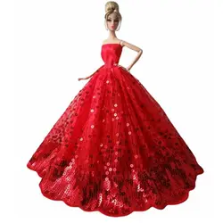 Tenues de poupée Barbie, robes de mariée élégantes rouges à paillettes, vêtements pour Barbie, 1/6 pouces, accessoires pour jouets, 11.5 