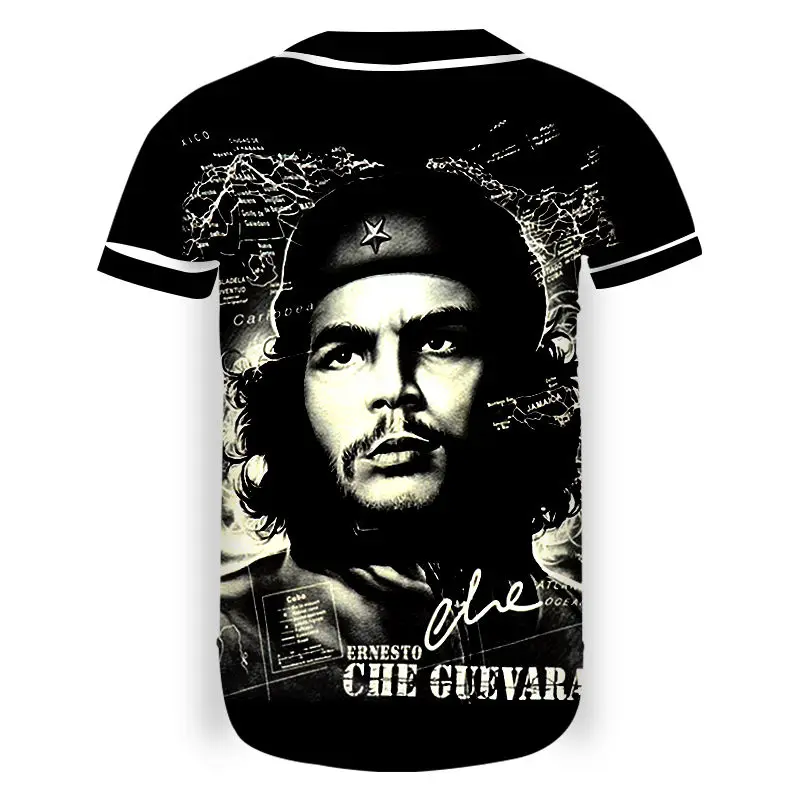 Che Guevara, 3D принт, футболка для мужчин и женщин, на заказ, пуговицы, бейсбольные рубашки, модный летний стиль, бейсбольная Джерси, Повседневная Уличная одежда, 8XL