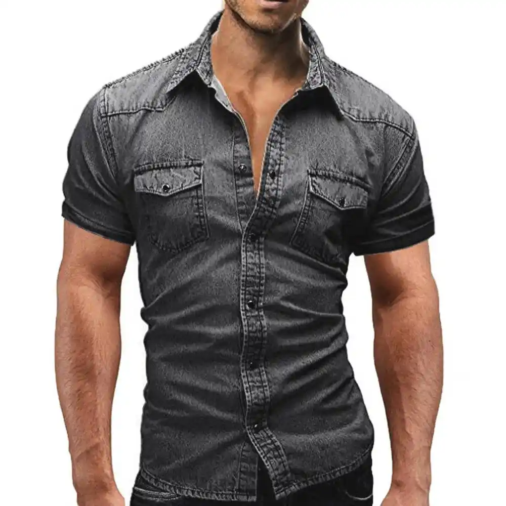 camisa vaquera gris hombre