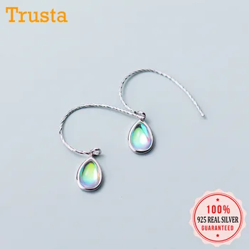 

Trusta 100% 925 Solid Real Sterling Silver Water Drop Synthesis Coloured Glaze Earrings For Women Girl Silver Jewelry DS1200