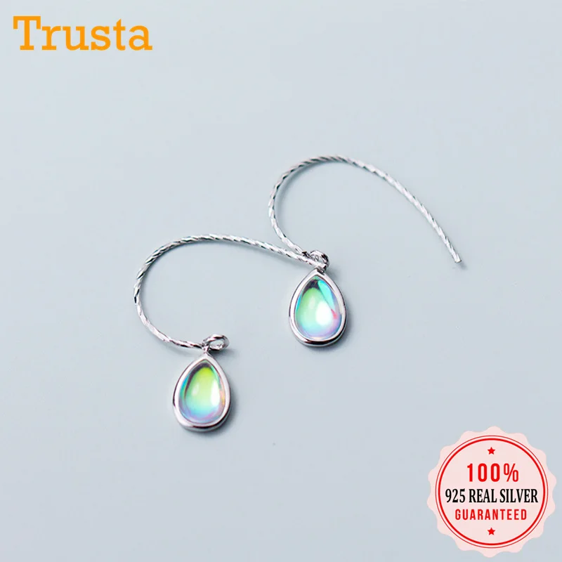 Женские серебряные сережки капли Trusta из 100% настоящего серебра 925 пробы с