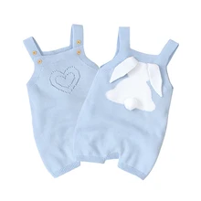 

Baby Romper 100%Cotton Knitted Newborn Boy Girl Onesies Cute 3D Rabbit Infant Toddler Clothing Sleeveless Summer Easter Playsuit