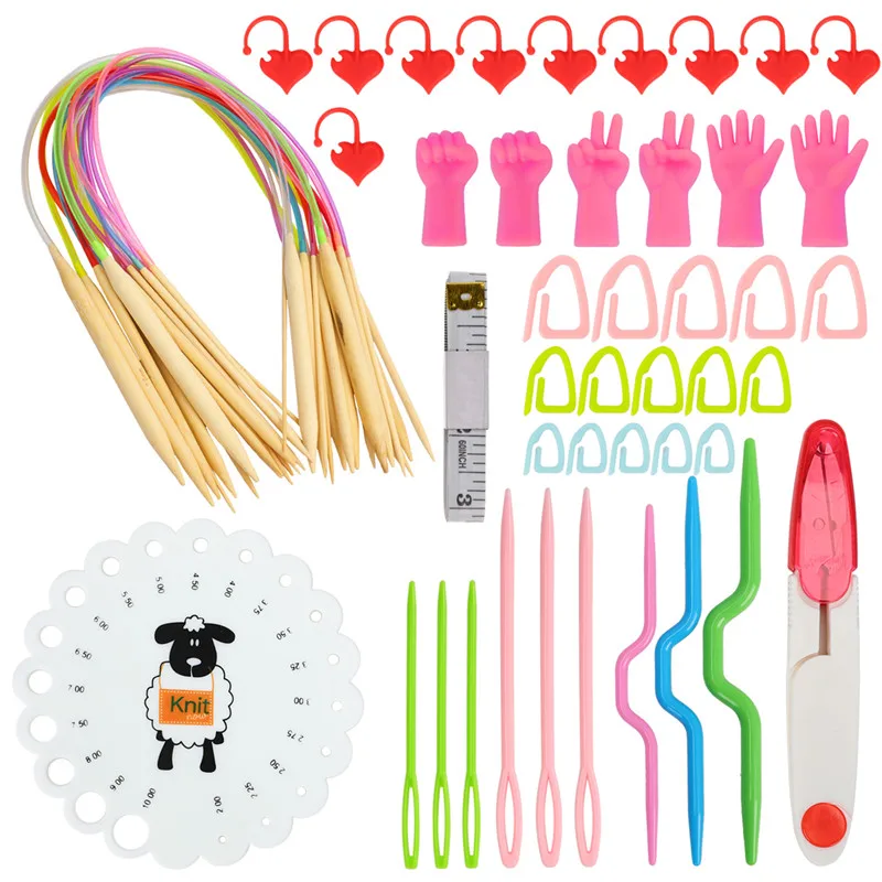 KOKNIT 18pcs Circular Knitting Needles Set Scissors Markers Sewing Accessories Set DIY Yarn Craft Weave Knit Tools With Bag (12)