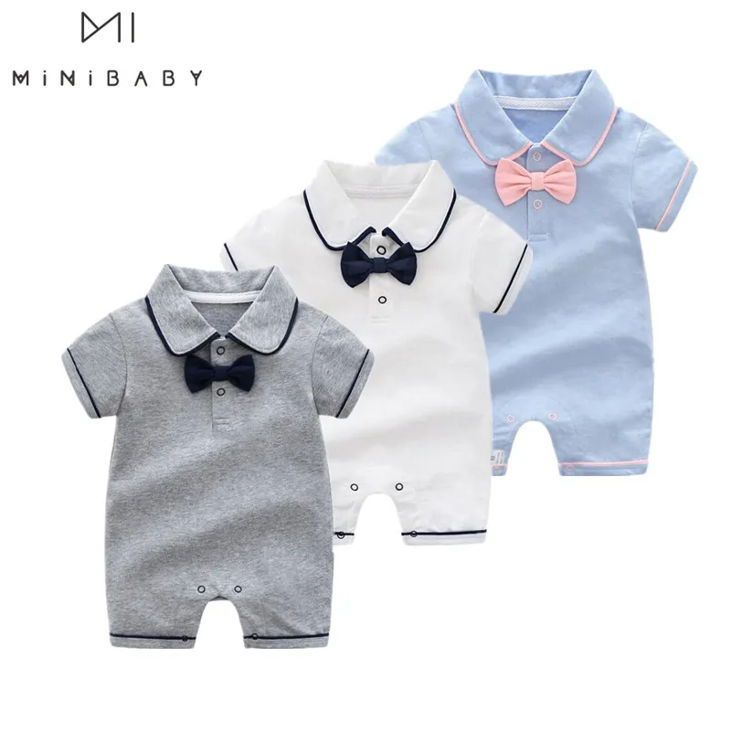Romper Toddler Jumpsuits Baby Clothes Gentleman Kids Summer 100%Cotton Birthday Boys