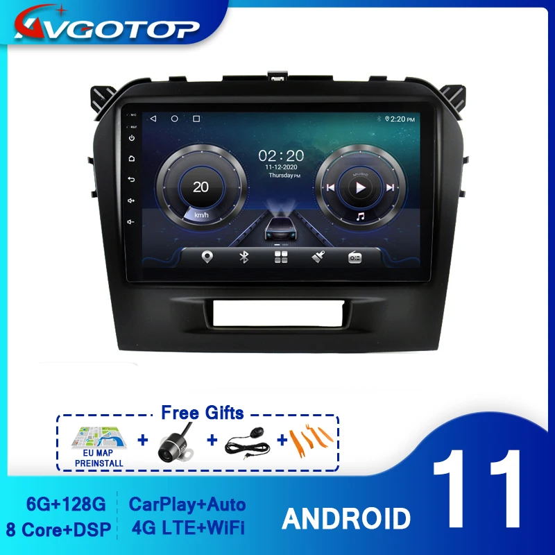AVGOTOP Android 11 автомобильное радио для SUZUKI Grand Vitara 2016 Carplay навигация WiFi GPS мультимедиа |