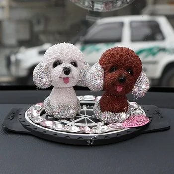 

Shining Bling Diamond Puppy Rhinestone Car Accessories Car Dog Decoration Lucky Dog Car Doll Pendant Home Decoration Accessories