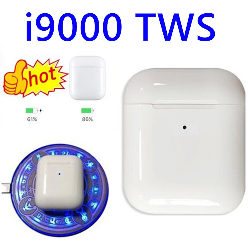 Bluetooth 5.0 i9000 tws Wireless Pop-up Earphone Wireless Charging Smart Sensor Real Battery Headsets Earphone Game