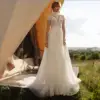 Vintage Boho Wedding Dress Lace Tulle High Neck Cap Sleeves A Line Bohemian Bridal Gowns 2022 Ivory ELegant Bride Dress ► Photo 2/6