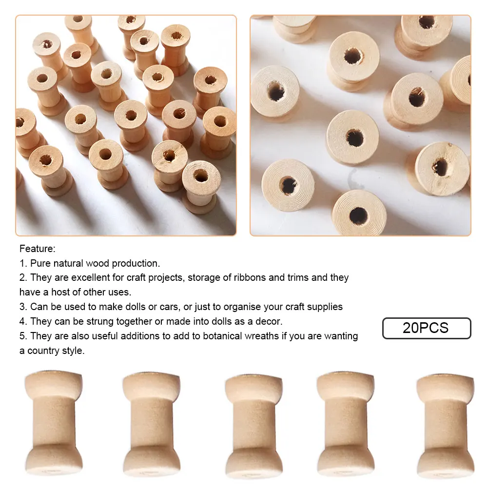 Винтажные полые деревянные катушки 20 шт. органайзер для шитья лент шпагат