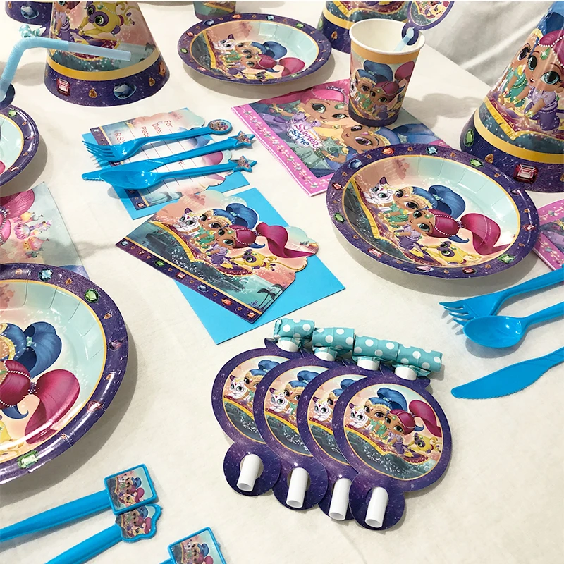 Shimmer And Shine Party Cutlery Baby Girl Sister Children Birthday Decorations Family Friends Disposable Tableware Party Shower