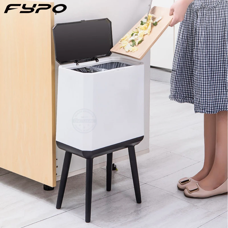 Fypo Kitchen Trash Can Large Capacity Press Type Waste Bin Household Wet And Dry Separation Rubbish Bin With Lid Trash Bin Waste Bins Aliexpress