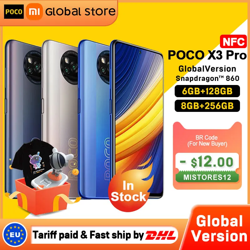 En Stock versión Global POCO X3 Pro 6GB 128GB/8G 256GB Smartphone NFC Snapdragon 860 33W Quad cámara de ia 120Hz DotDisplay 5160mAh
