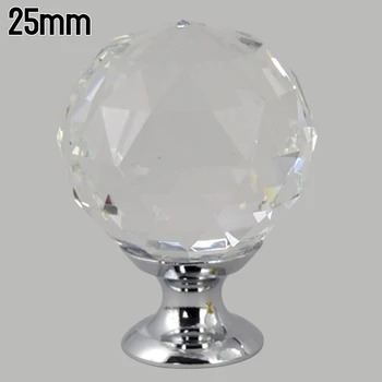 20 30mm Cabinet Knob Crystal Glass Knobs Cupboard Drawer Pull Kitchen Cabinet Door Wardrobe Handles Hardware