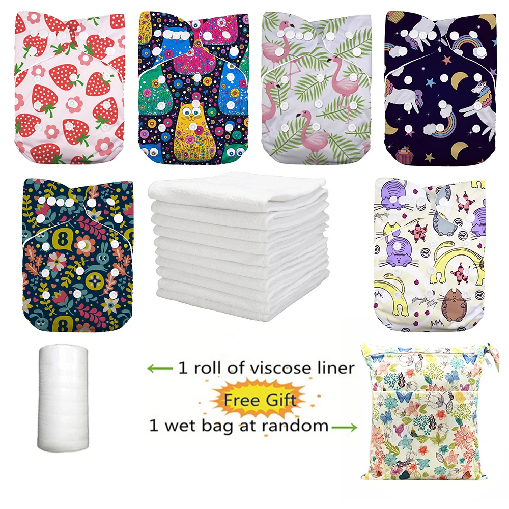 

LilBit 6 pcs Pack Boy Girl Reusable Baby Cloth Diaper