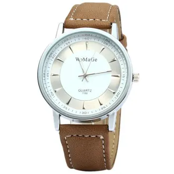 

New Quartz Men Brife Watches black and white Fashion Stylish brown band Leather Watch Elegant Wristwatch relojio Hot D7