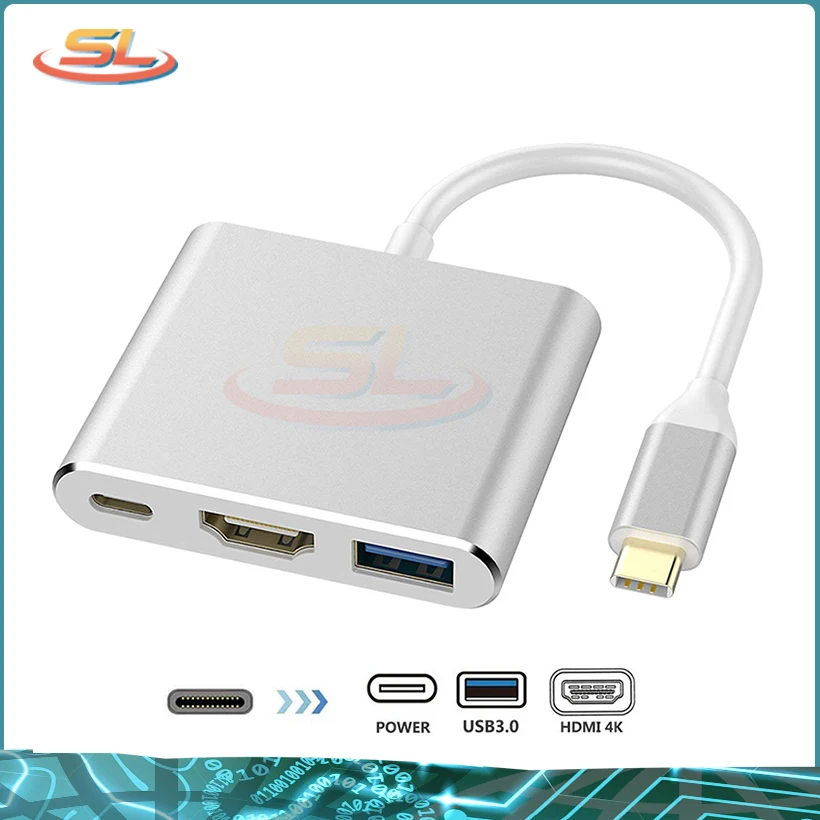 

USB3.1 Type-C Hub/Splitter for HDMI USB3.0 and Fast Charging Power Dock for MacBook Pro USB Type C Adapter 3 in 1