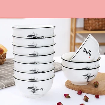 

Cute Ceramic Thickened Anti-scald Rice Bowl Tableware Dinner Nordic Noodle Bowl Soup Bowl Bowl Cover Dessert Tray Flower Shaped