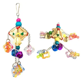 

1 Pc Bird Hanging Chew Toy For Cage Rattan Grass Woven Toy With Colorful Acrylic Accessories And Bells New Hot