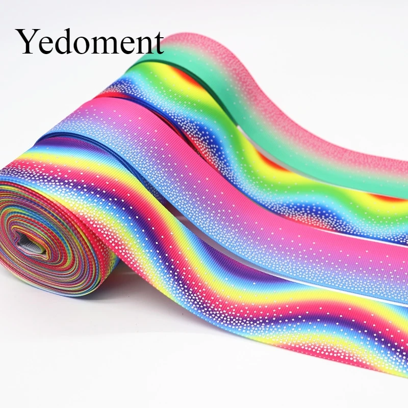 10 Yards 1.5&quot 38MM Silver Dots Foil Rainbow Printed Grosgrain Ribbon For Hair Bows DIY Crafts Handmade Accessories M19091601 | Дом и сад