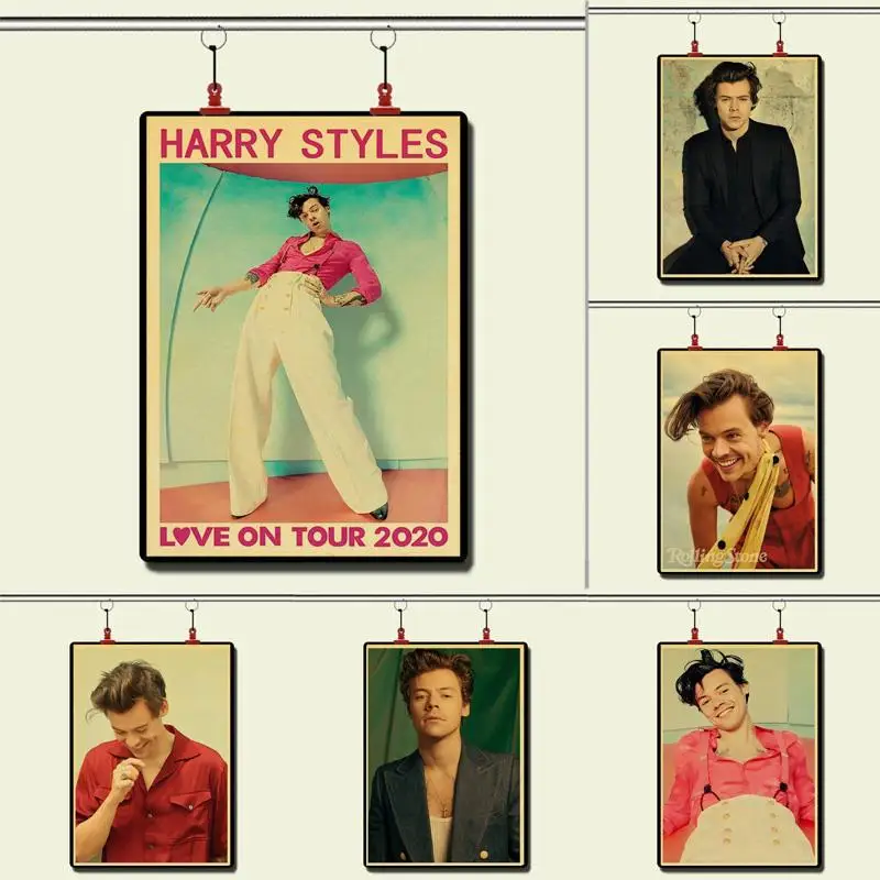 British singer actor Harry Styles Retro Poster kraft paper for high quality painting of home / wall / bar decoration