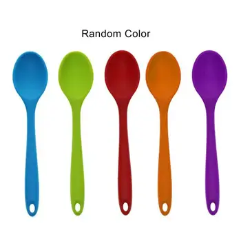 

Kitchen accessories 5pcs Candy Color Mini Silicone Spoon Non-slip Cake Butter Spatula Soup Spoons Cookware For Home Kitchen